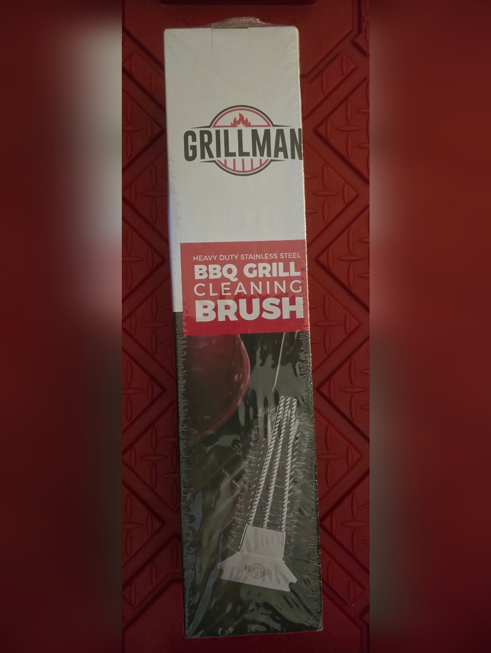 NIB - GRILLMAN BBQ Grill Cleaning Brush - White & Red
